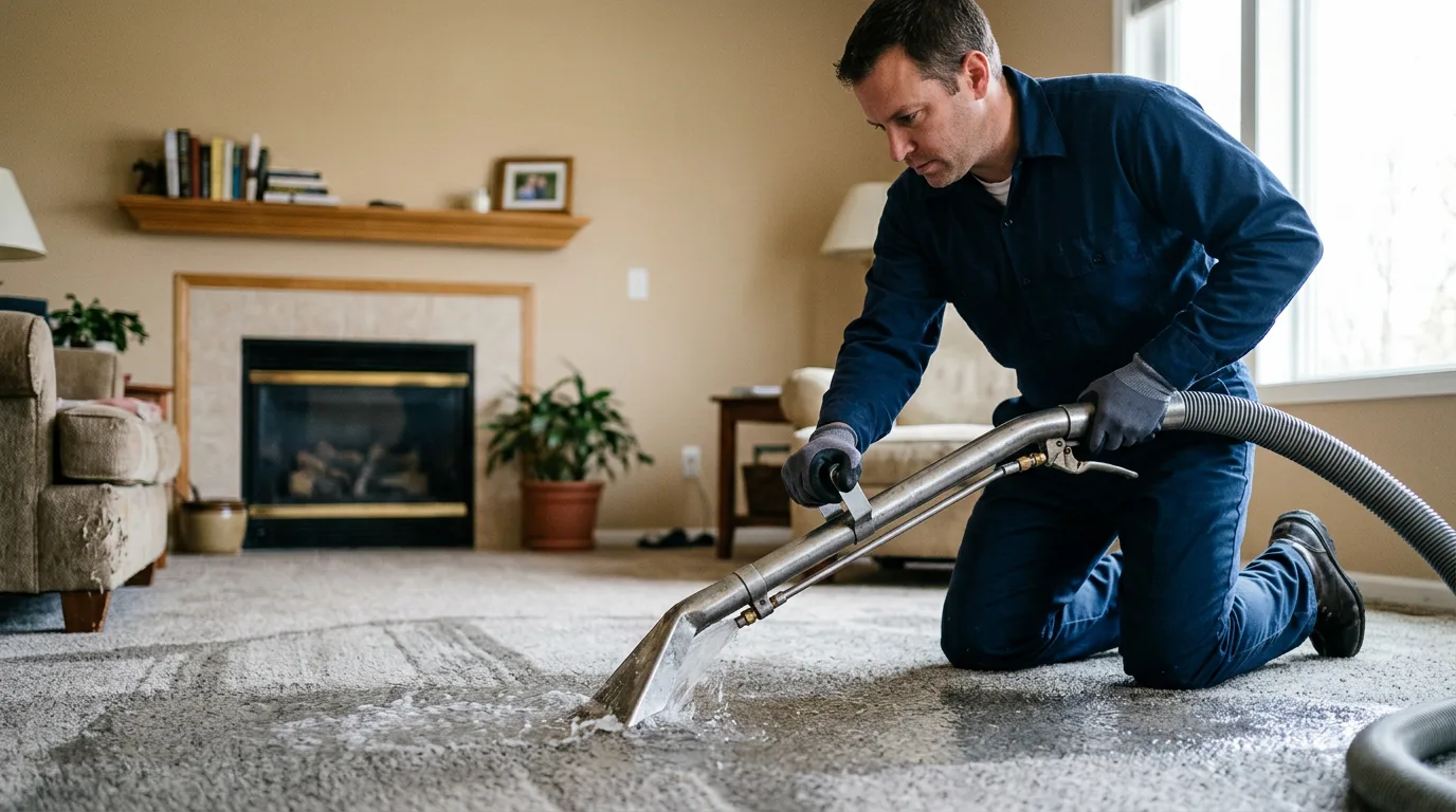 Water damage restoration technician working near Charlotte, TX